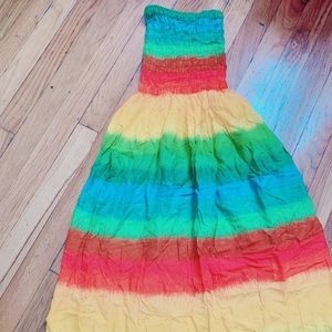 Long Rainbow striped tube top dress